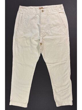 Wythe Military Flat Front Cotton Linen Twill Chino Unbleached Pants Size 32x28